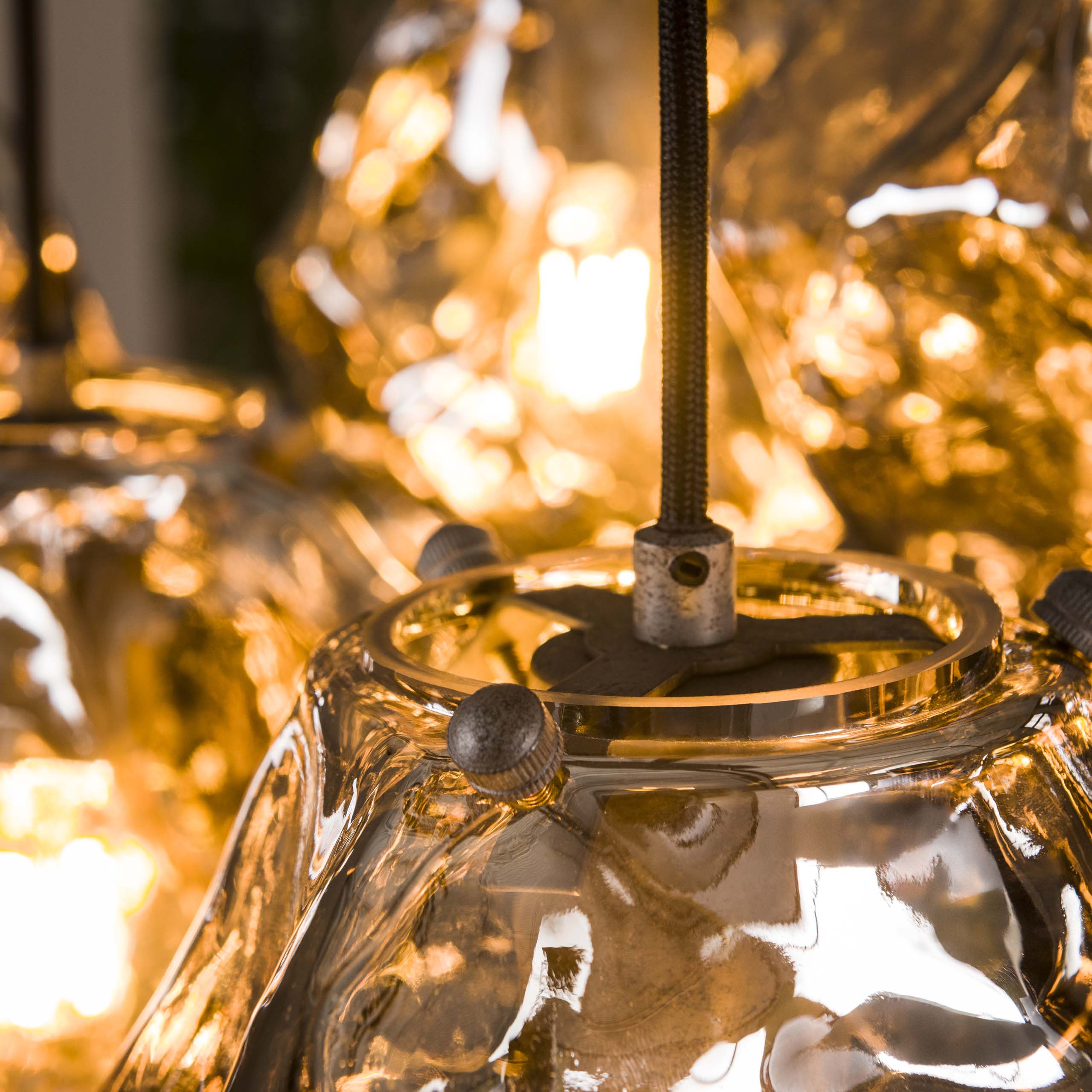 Suspension « Stellaris » – en verre chromé soufflé bouche