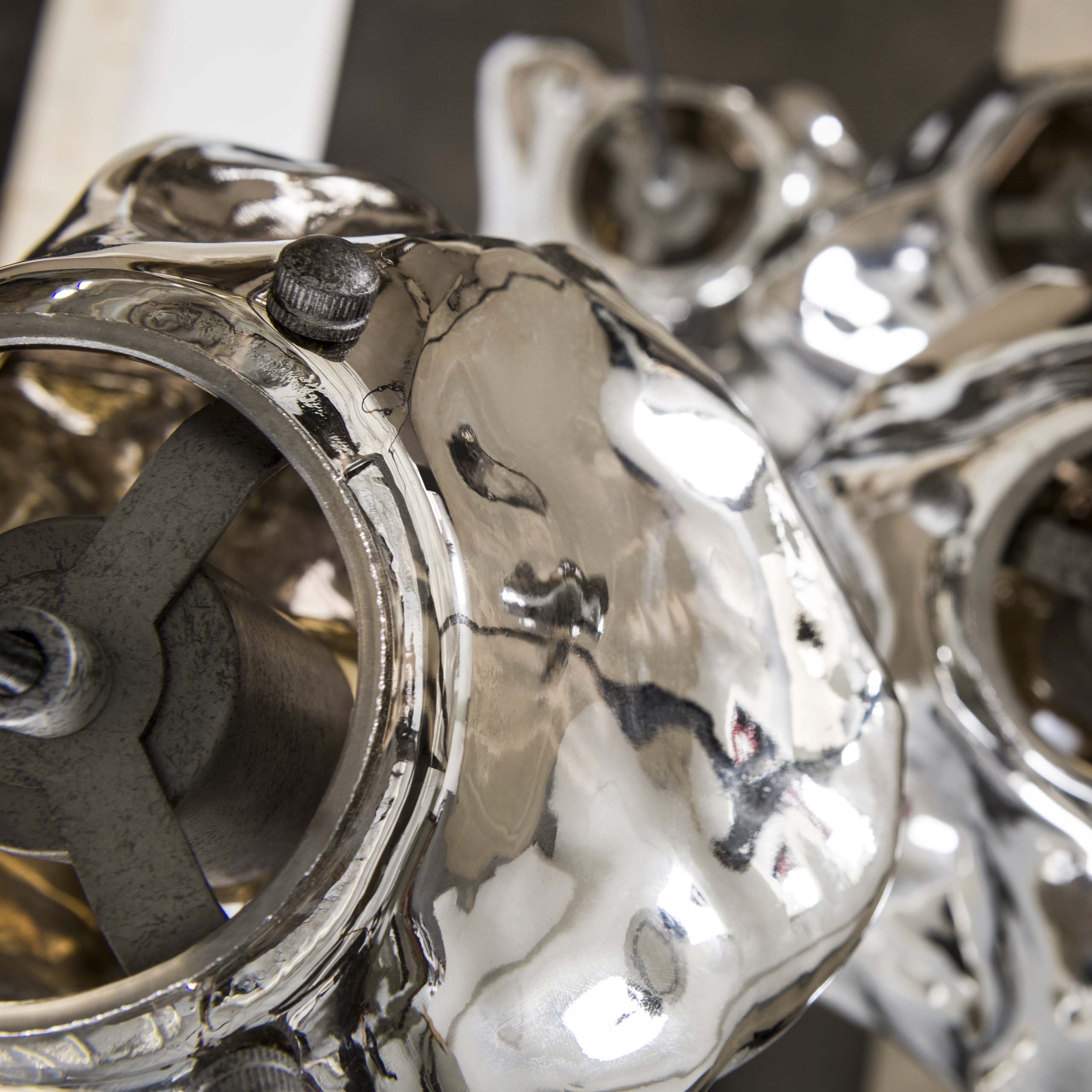 Pendelleuchte „Luceo“ – gestuft, aus mundgeblasenem Chromglas