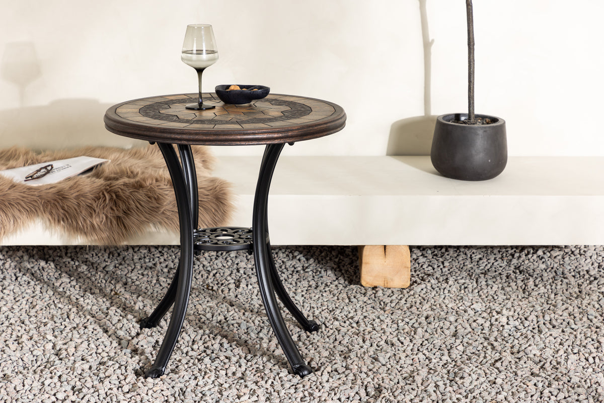 Table basse Lejla - Ø60 avec plateau marron en fibrociment