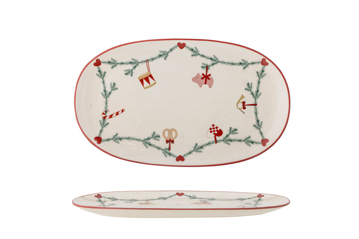 Plateau de service Sasha – Grès avec décor de Noël