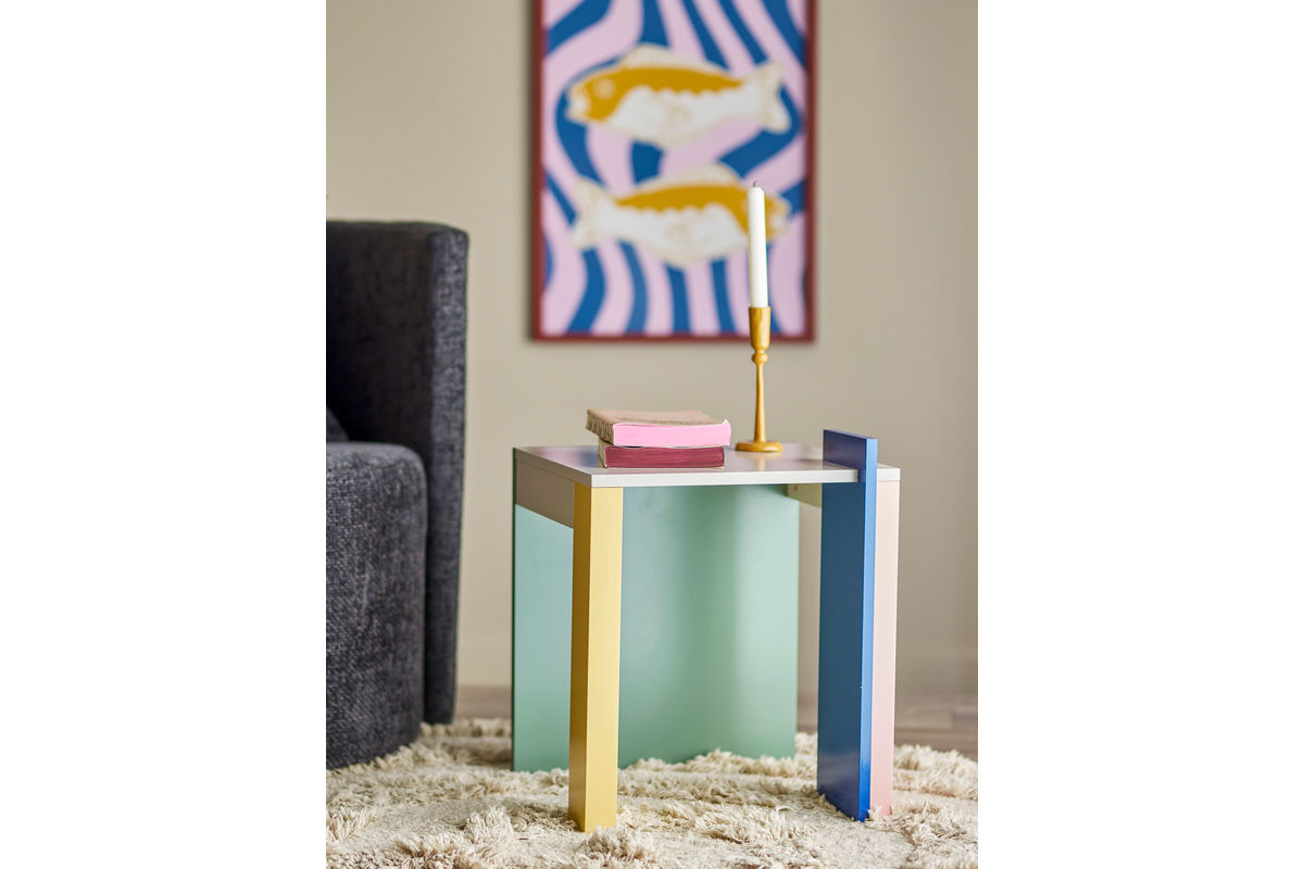 Table d'appoint Rudi – Jeu délicat de couleurs en Rosé, jaune et vert