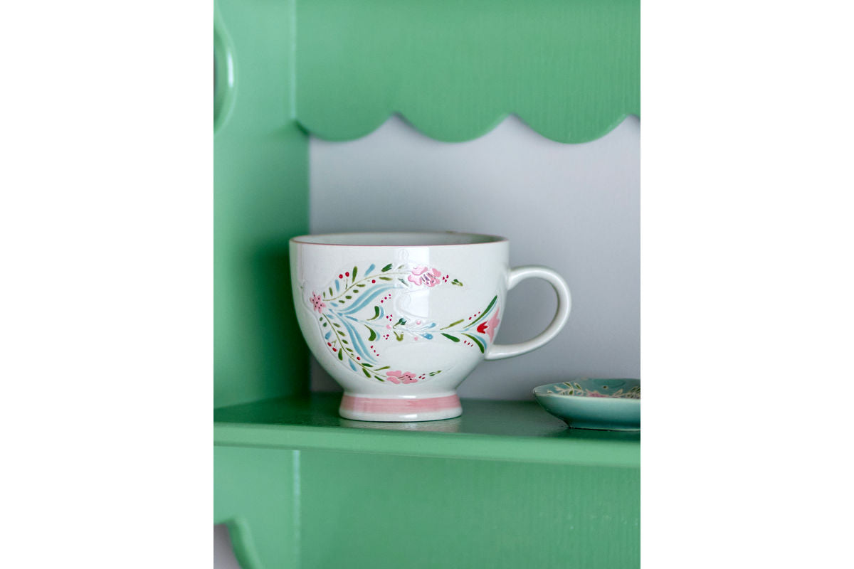 Ensemble de gobelets Lunelle – Faïence peinte à la main avec motifs floraux (lot de 4)