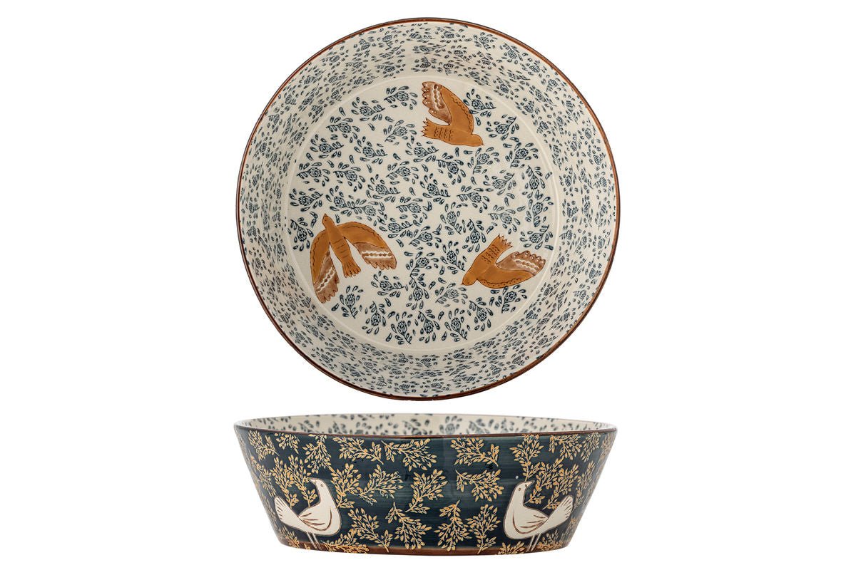 Coupe Bindy – coupe en grès peinte à la main avec motif d'oiseau