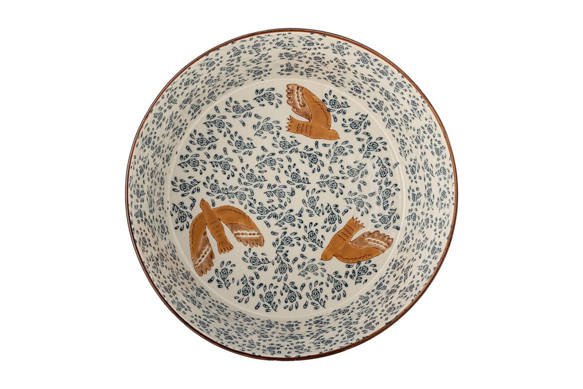 Coupe Bindy – coupe en grès peinte à la main avec motif d'oiseau