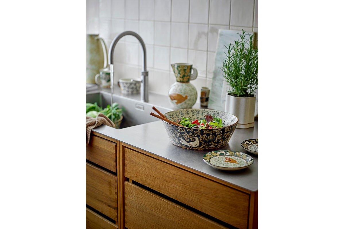 Coupe Bindy – coupe en grès peinte à la main avec motif d'oiseau