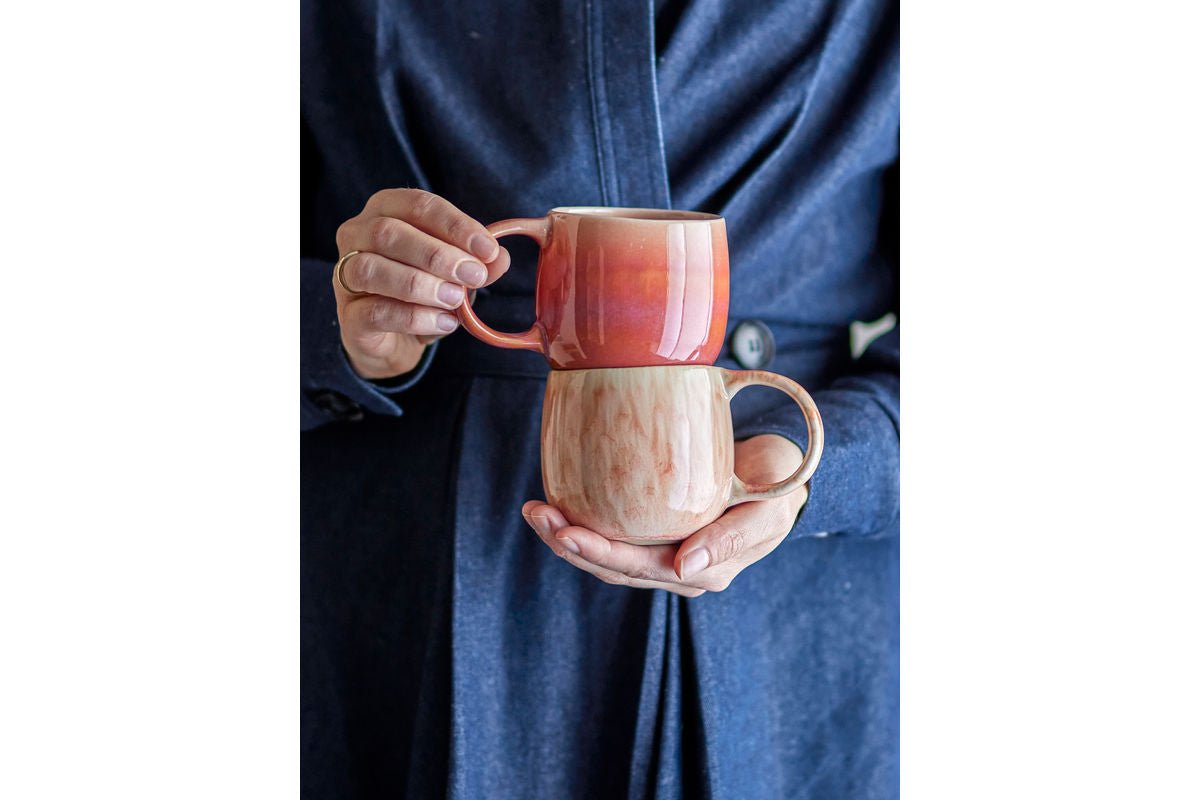 Ensemble de tasses Ikki – Émail réactif en tons rosés (lot de 4)