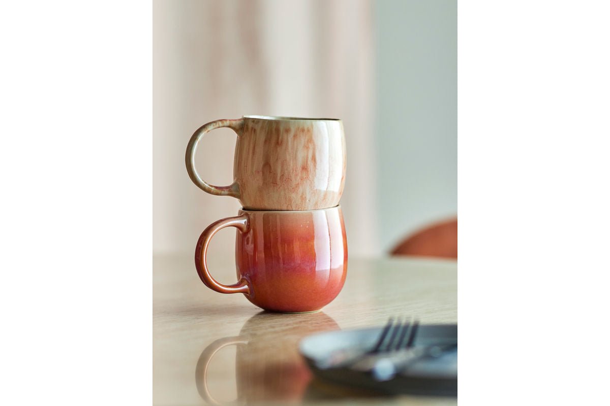 Ensemble de tasses Ikki – Émail réactif en tons rosés (lot de 4)