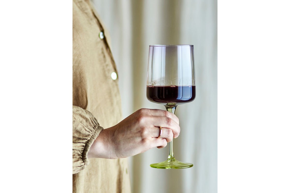 Verres à vin Olivia – avec tiges vert doré (lot de 6)