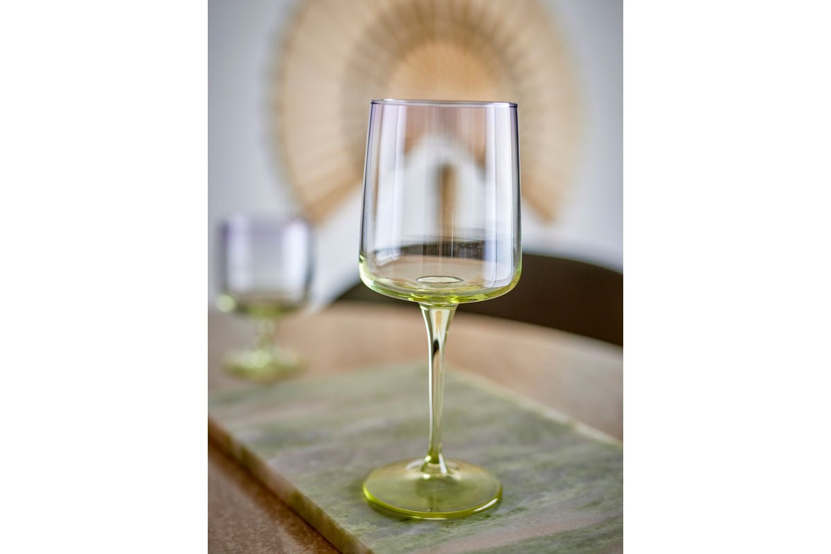 Verres à vin Olivia – avec tiges vert doré (lot de 6)