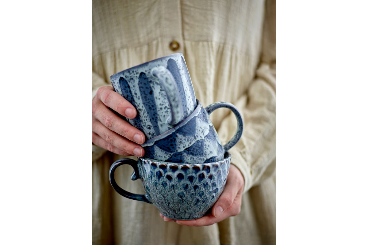 Becher-Set Lela – Grau, gefertigt aus Steingut (4er-Set)