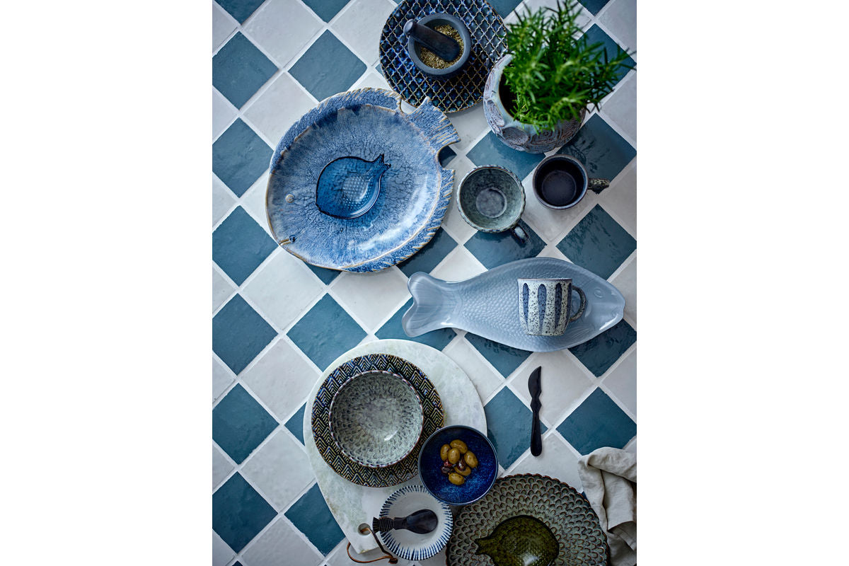 2er Set Becher Ula – Grau/Blau, gefertigt aus Steingut