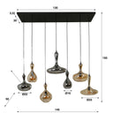 Suspension "Viretta – 7 abat-jour en verre en forme de carafe avec armature en Métal Noir