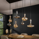 Suspension "Viretta – 7 abat-jour en verre en forme de carafe avec armature en Métal Noir