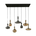 Suspension "Viretta – 7 abat-jour en verre en forme de carafe avec armature en Métal Noir