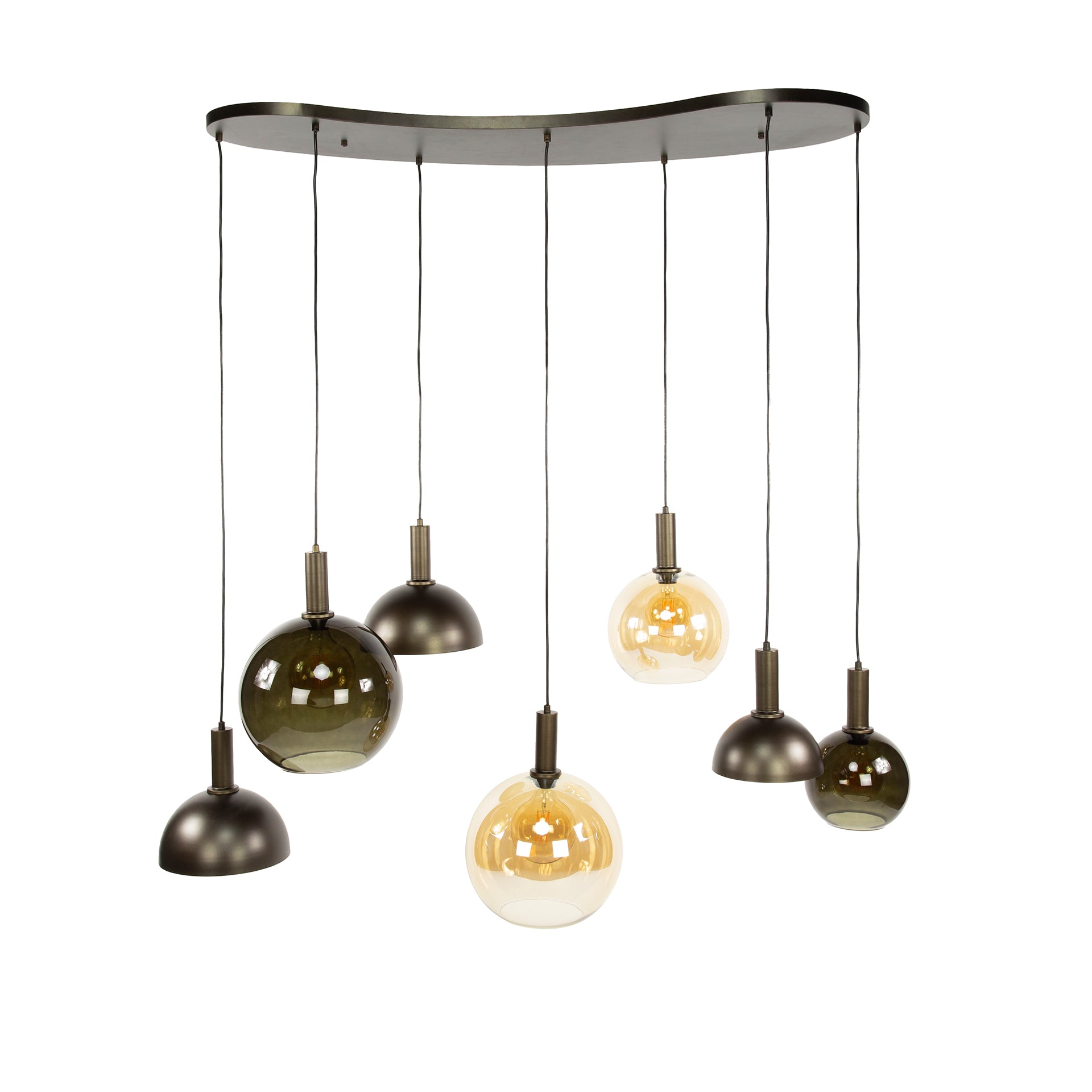 Suspension Caldera – Design organique en grappe couleur brun Sienne (7 flammes)
