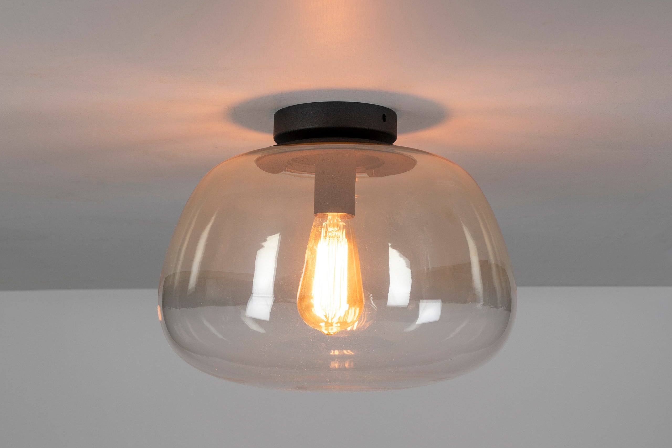 Plafonnier « Lunara » – Luminaire en verre avec abat-jour teinté