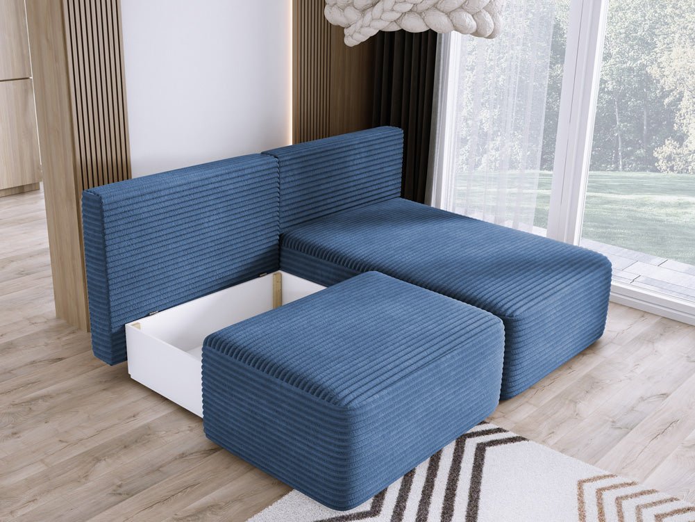 Canapé design Tilia Côtelé avec fonction couchage et rangement