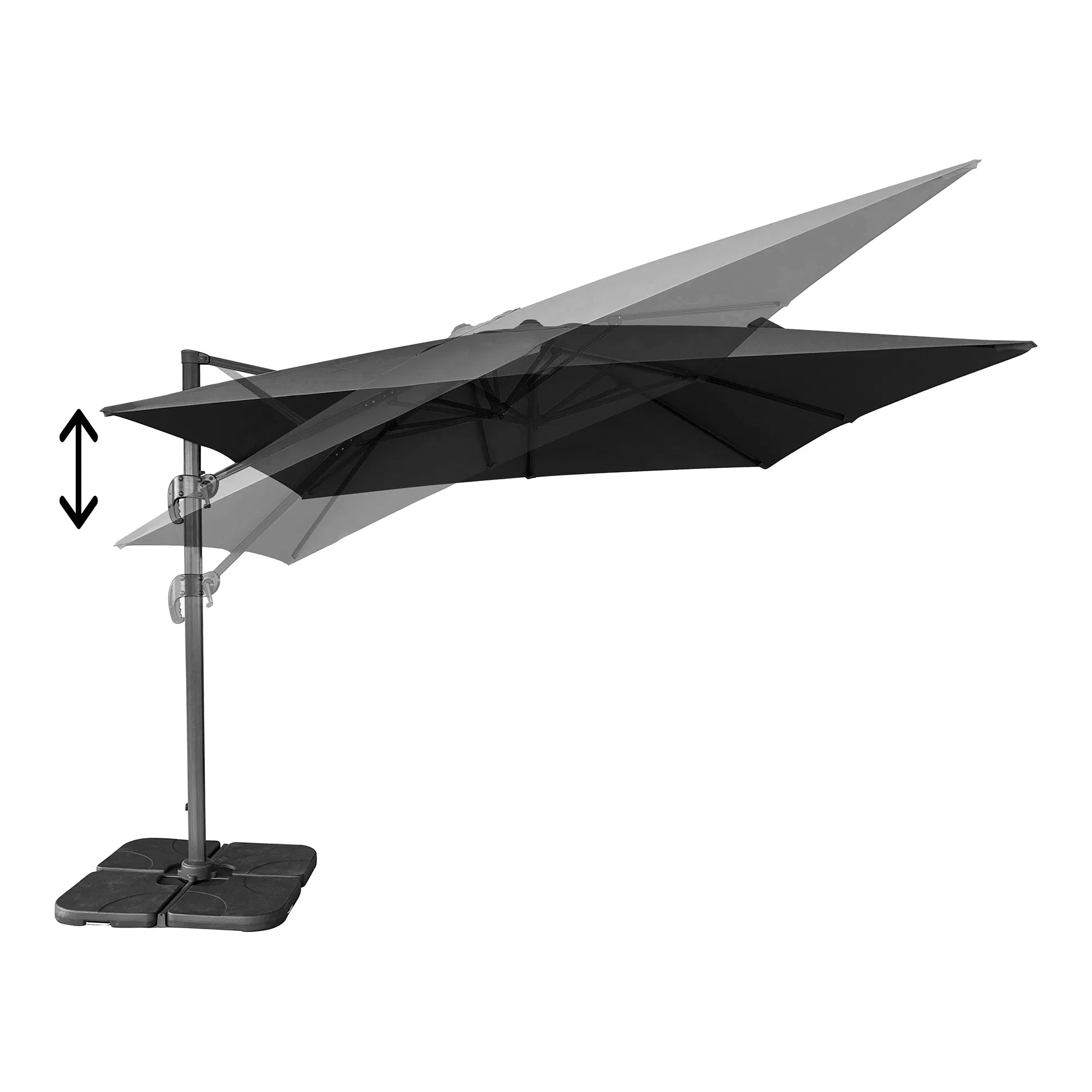 Parasol de jardin Solvien – de forme carrée noire