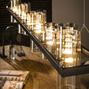 Pendelleuchte "Melvira – 14 zylindrische Glasschirme in Bernstein- und Chromoptik