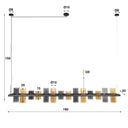 Pendelleuchte "Melvira – 14 zylindrische Glasschirme in Bernstein- und Chromoptik