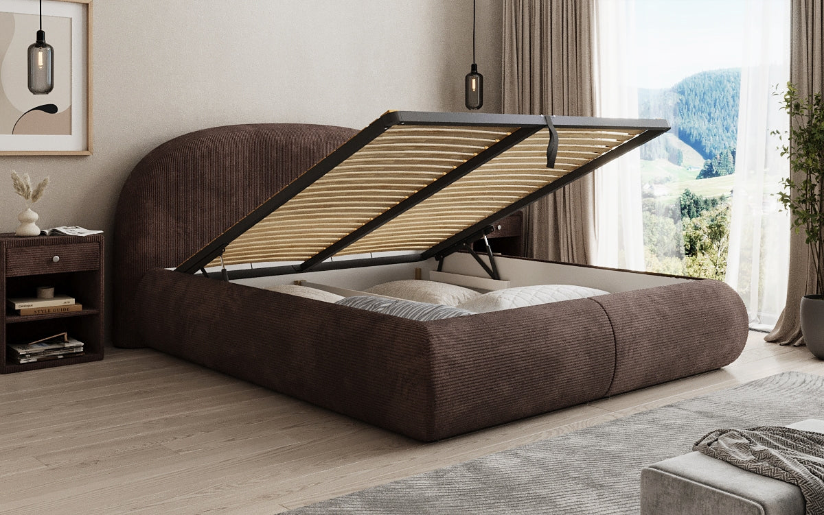 Lit rembourré design Loop en Côtelé avec rangement