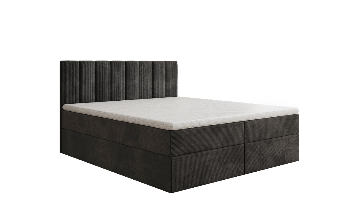 Lit boxspring Sofia en Côtelé avec espace de rangement