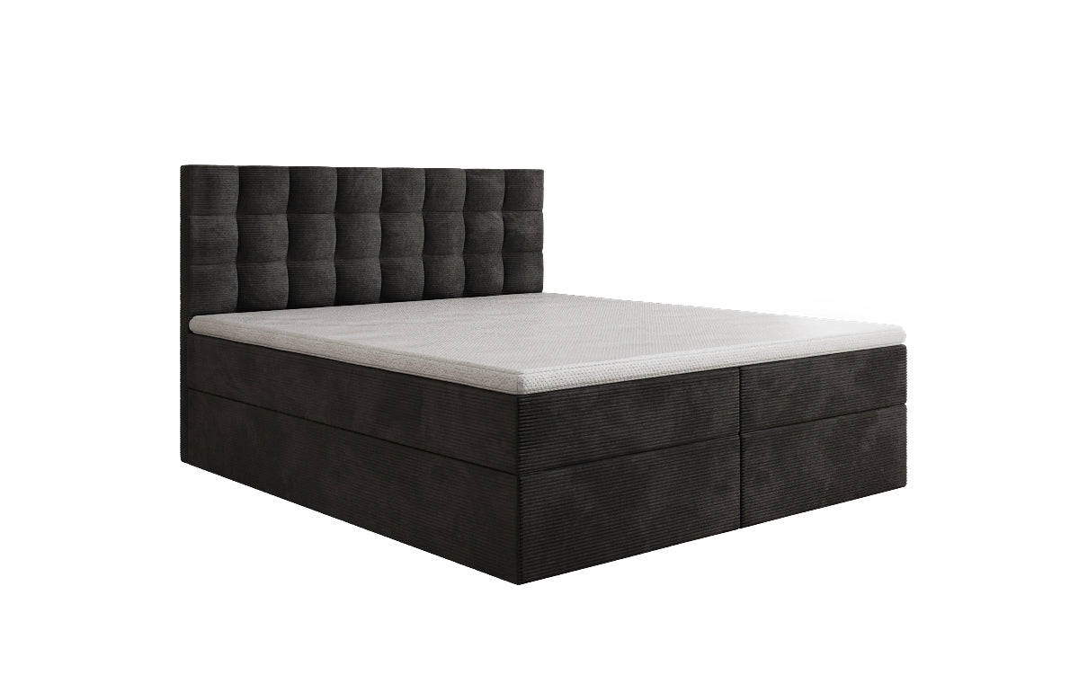 Lit boxspring Como en Côtelé avec rangement