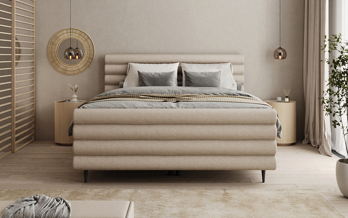 Boxspringbett Tubo in Strukturstoff mit Stauraum