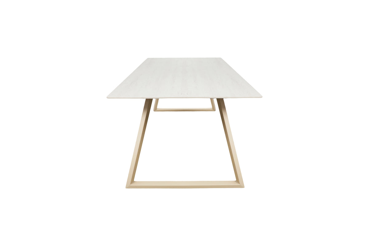 Table à manger Mireza - en aspect marbre avec piètement beige