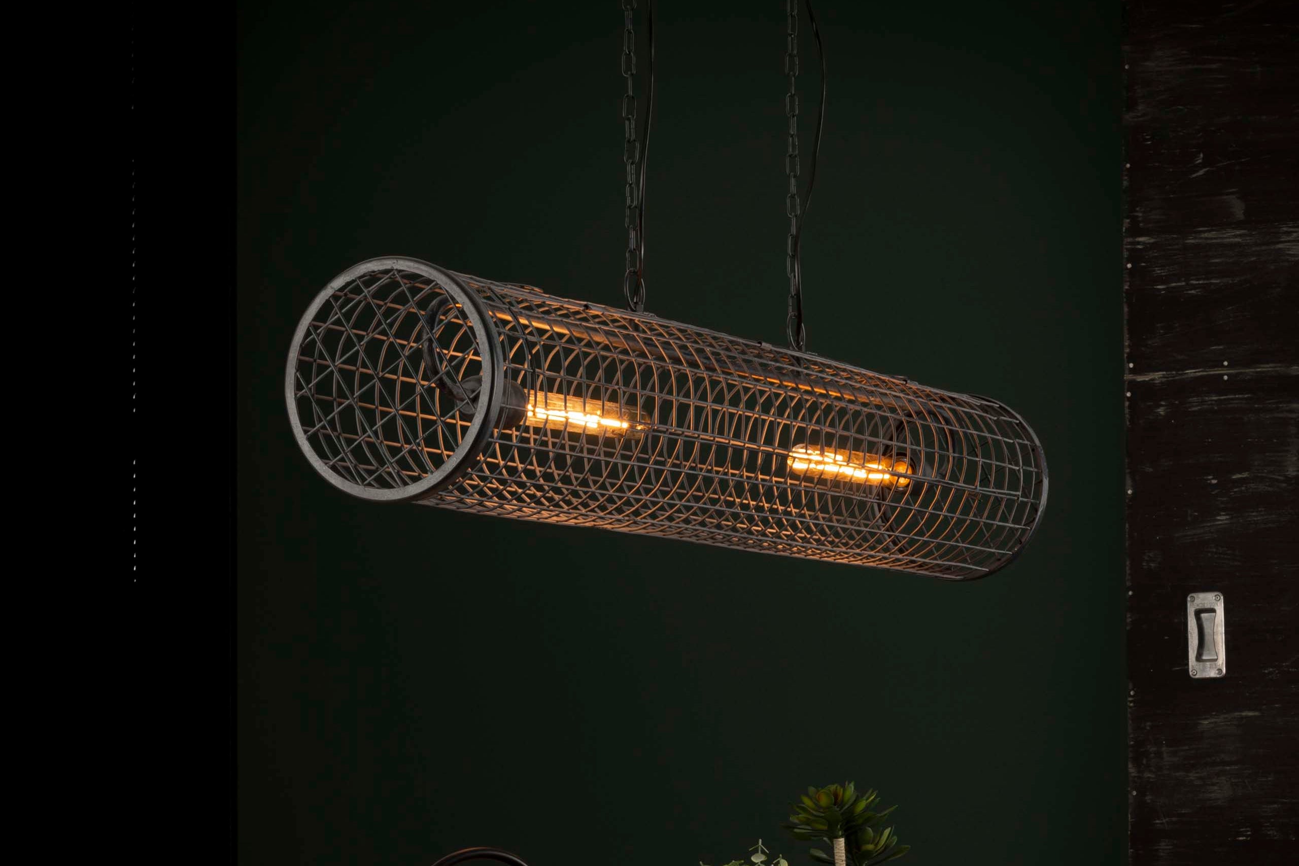 Suspension « Velanis » – Lampe cylindrique au design industriel en fil métallique