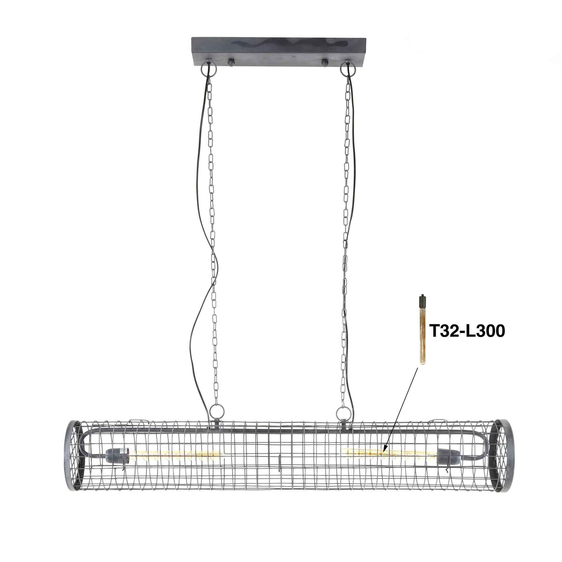 Suspension « Velanis » – Lampe cylindrique au design industriel en fil métallique