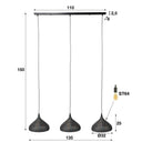 Suspension "Auron – Avec 3 abat-jour perforés en Métal Noir-Bronze