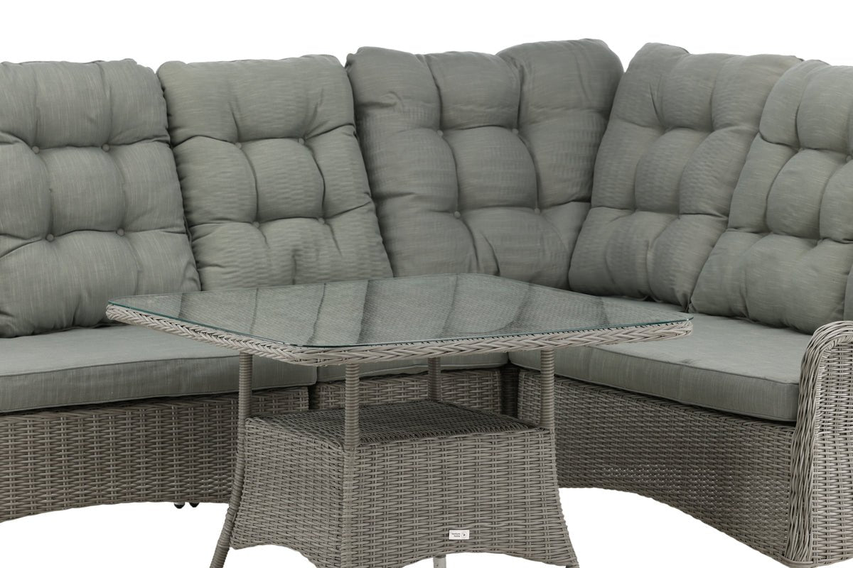 Garten Loungeset Samui – aus Aluminium & Polyrattan mit Glas-Couchtisch