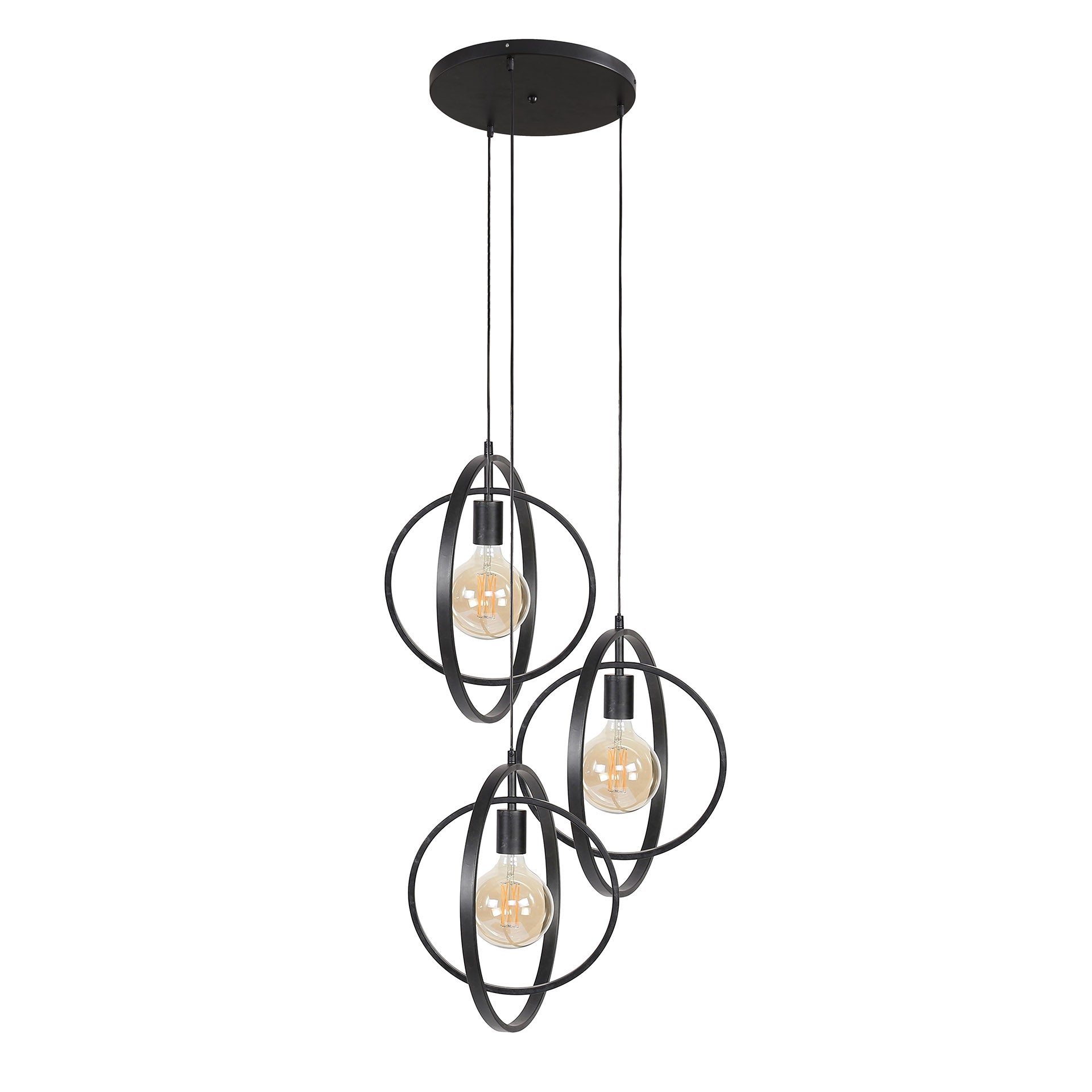 Suspension Orbitra Trio – Design en anneaux étagés en anthracite (3 flammes)