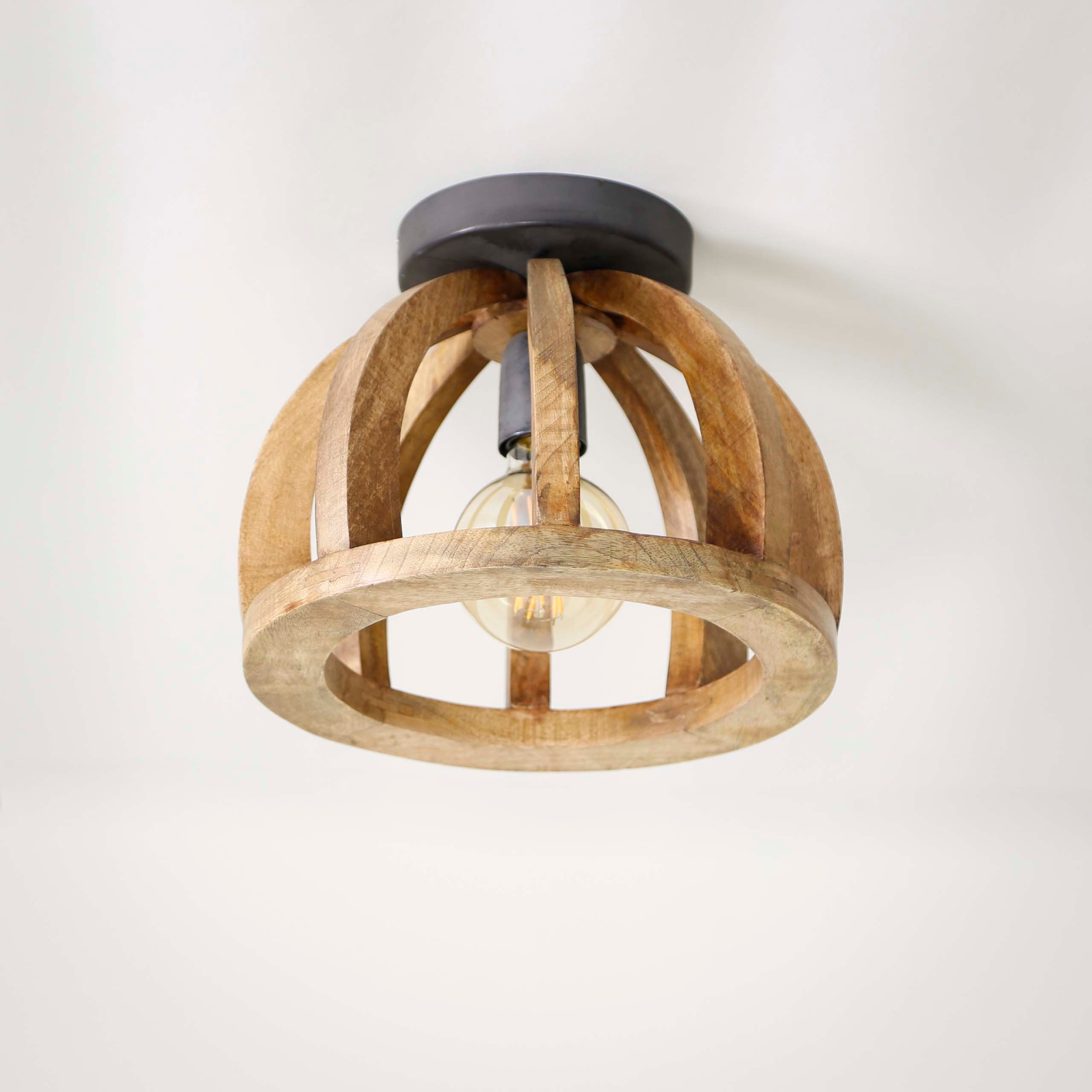 Plafonnier « Selmo » – Luminaire en bois naturel massif de manguier