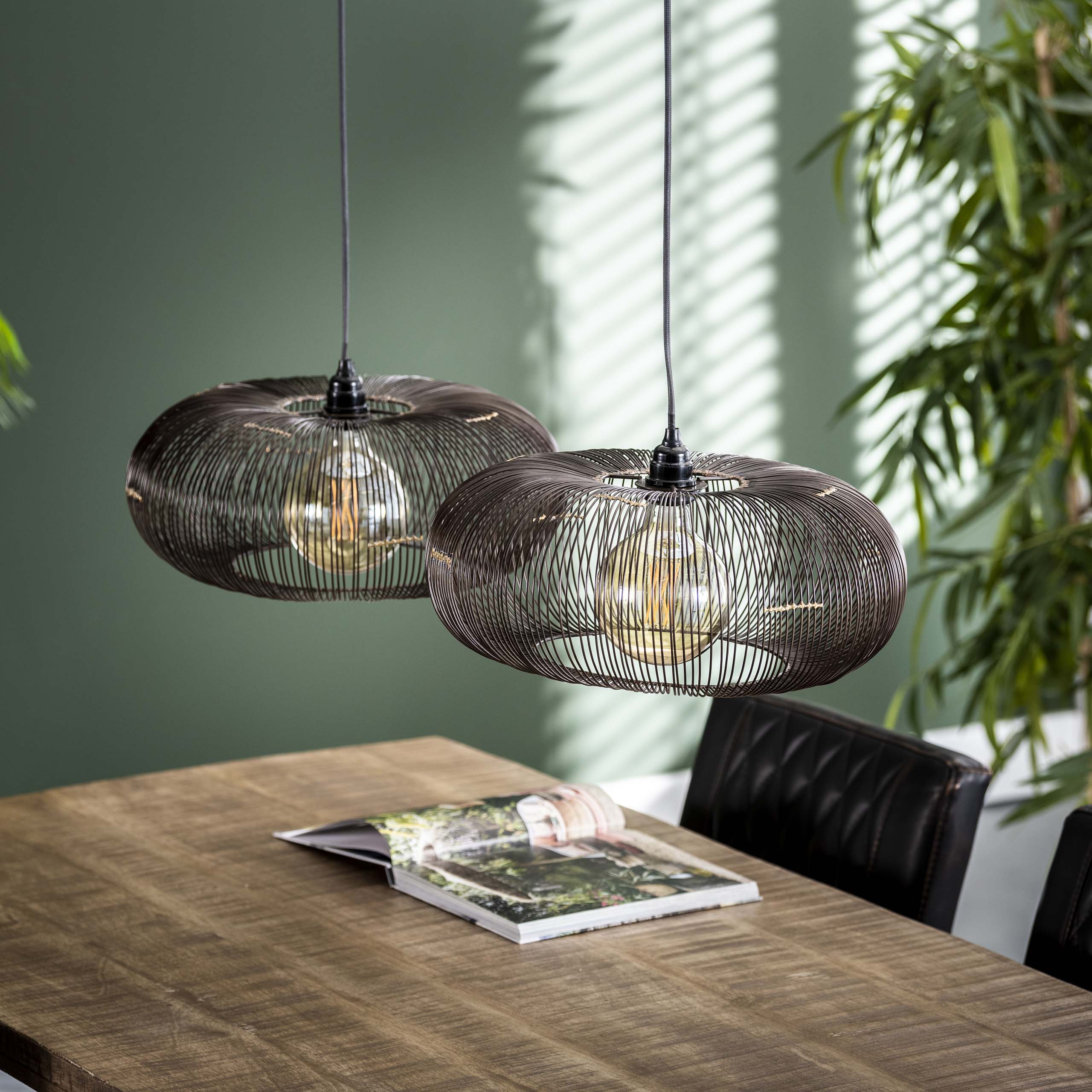 Suspension Aurex Duo – Disques métalliques en nickel noir avec accents dorés (2 flammes)