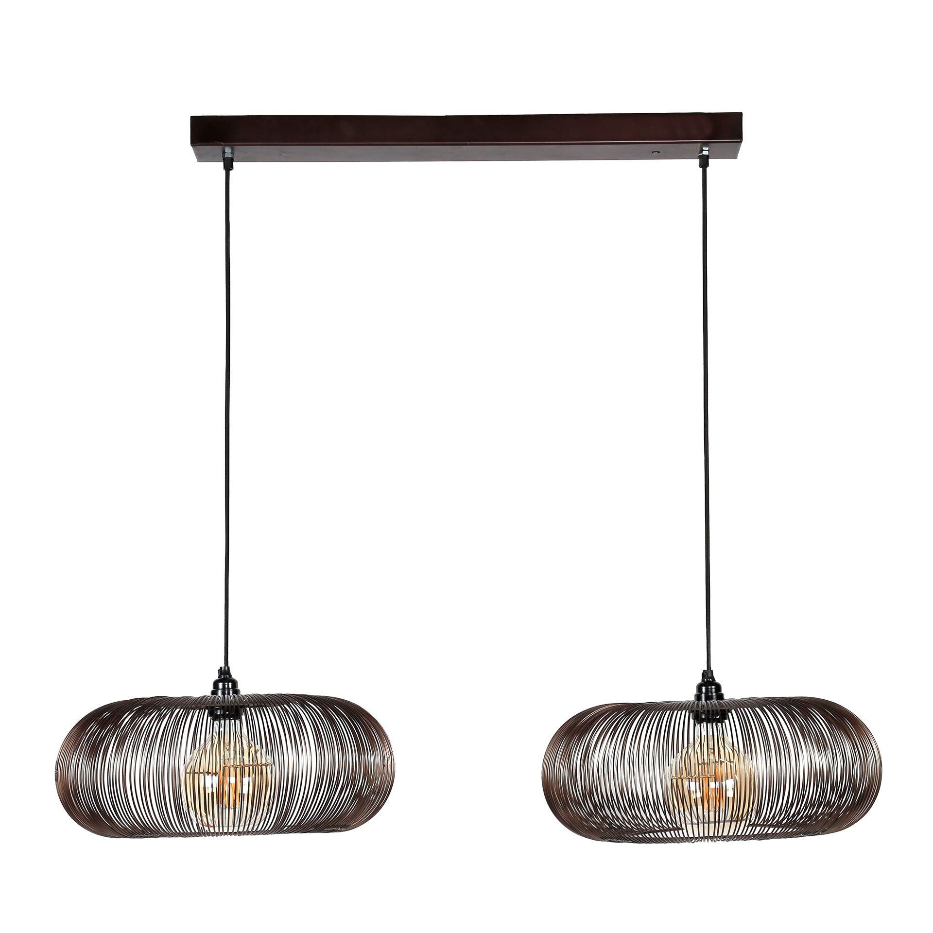Suspension Aurex Duo – Disques métalliques en nickel noir avec accents dorés (2 flammes)