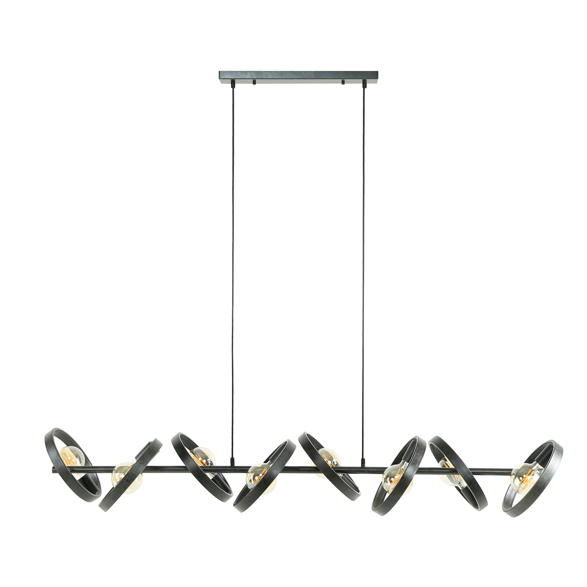 Suspension Arkon Octa – Design à structure métallique ouverte en charbon (8 flammes)