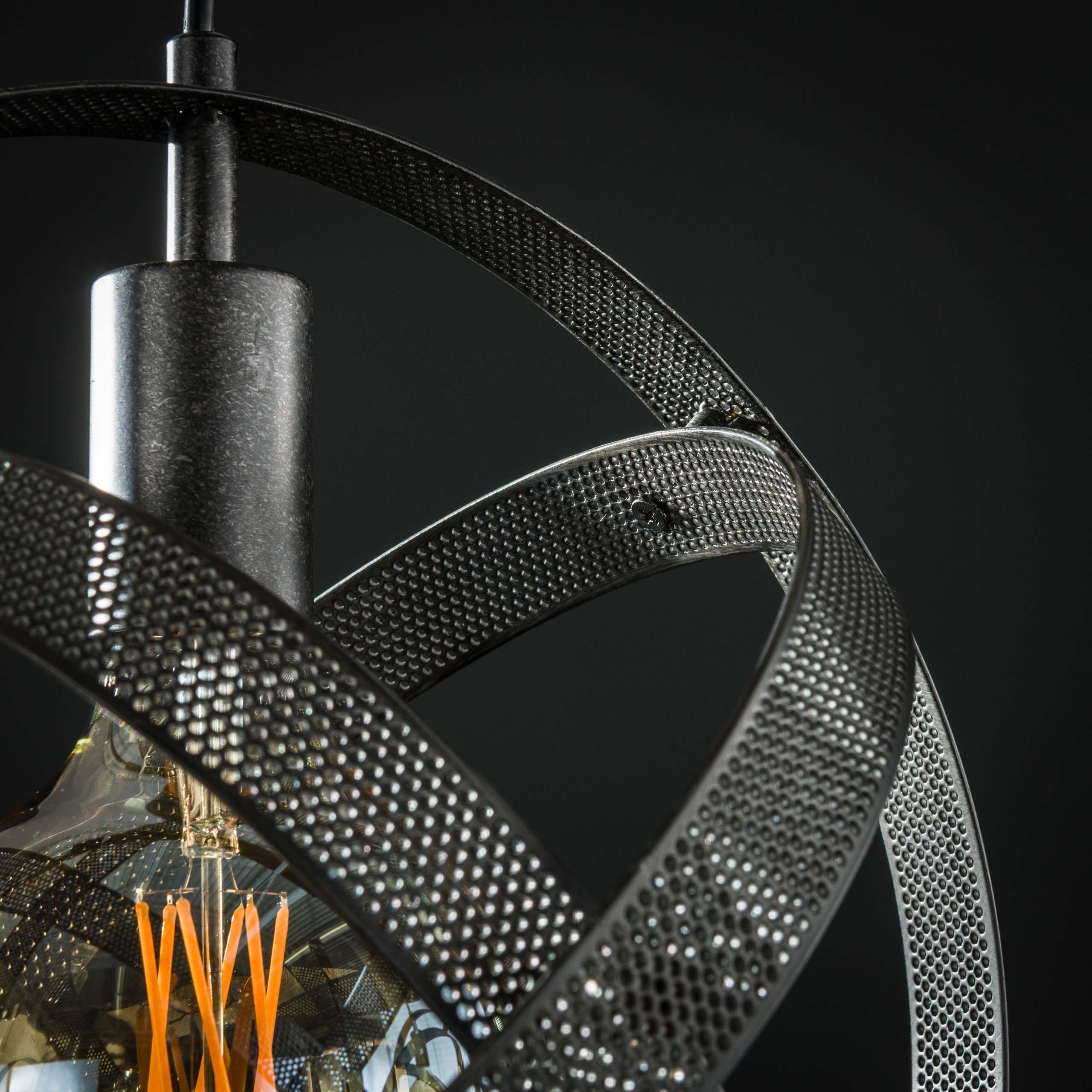 Suspension Astryx – Design d'anneau pivotant en noir (3 flammes)