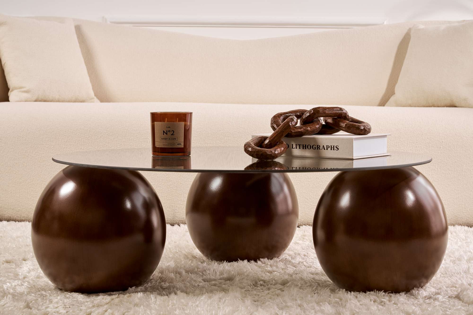 Table basse Morento - avec plateau en verre trempé rond