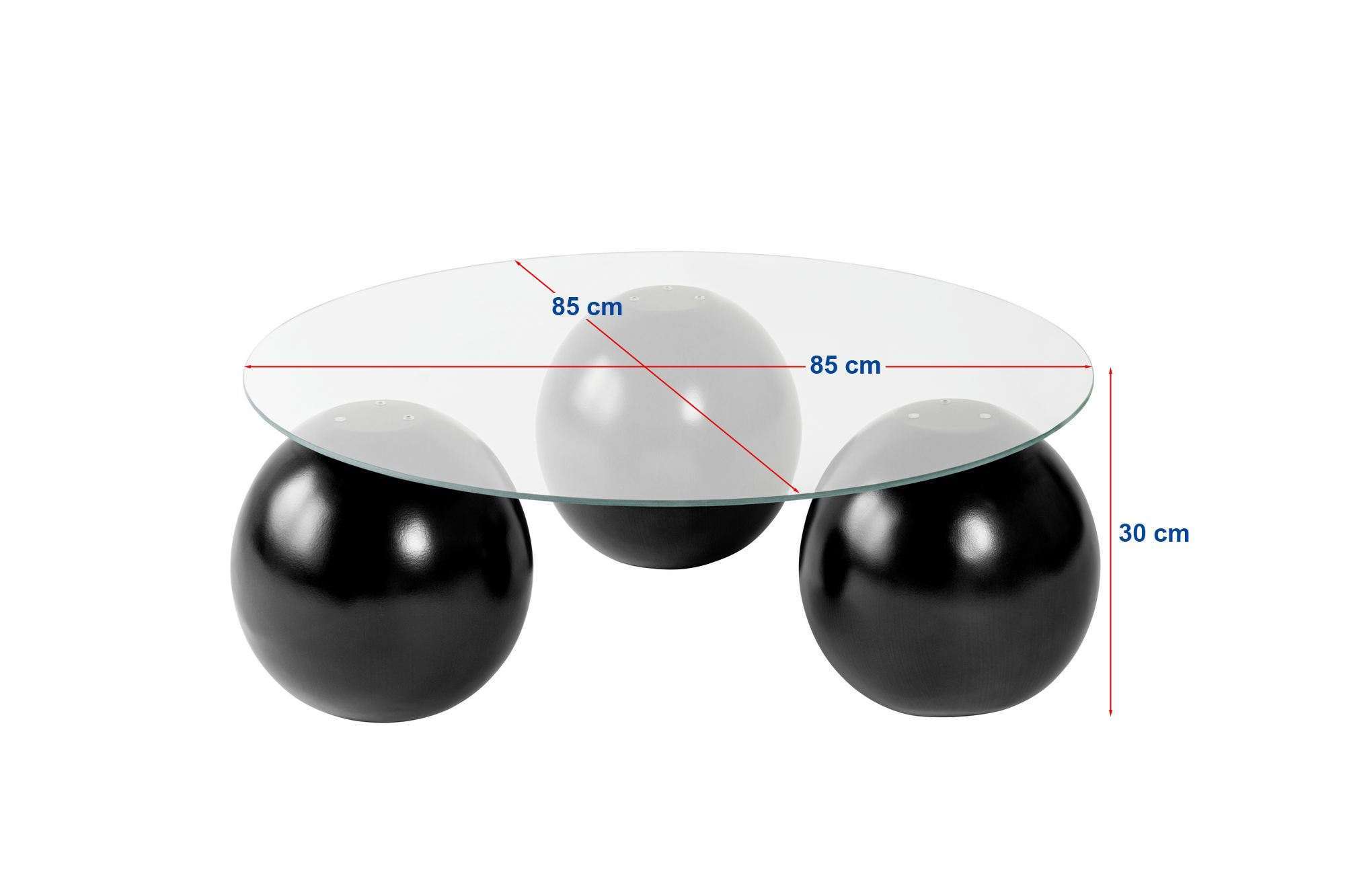 Table basse Morento - avec plateau en verre trempé rond