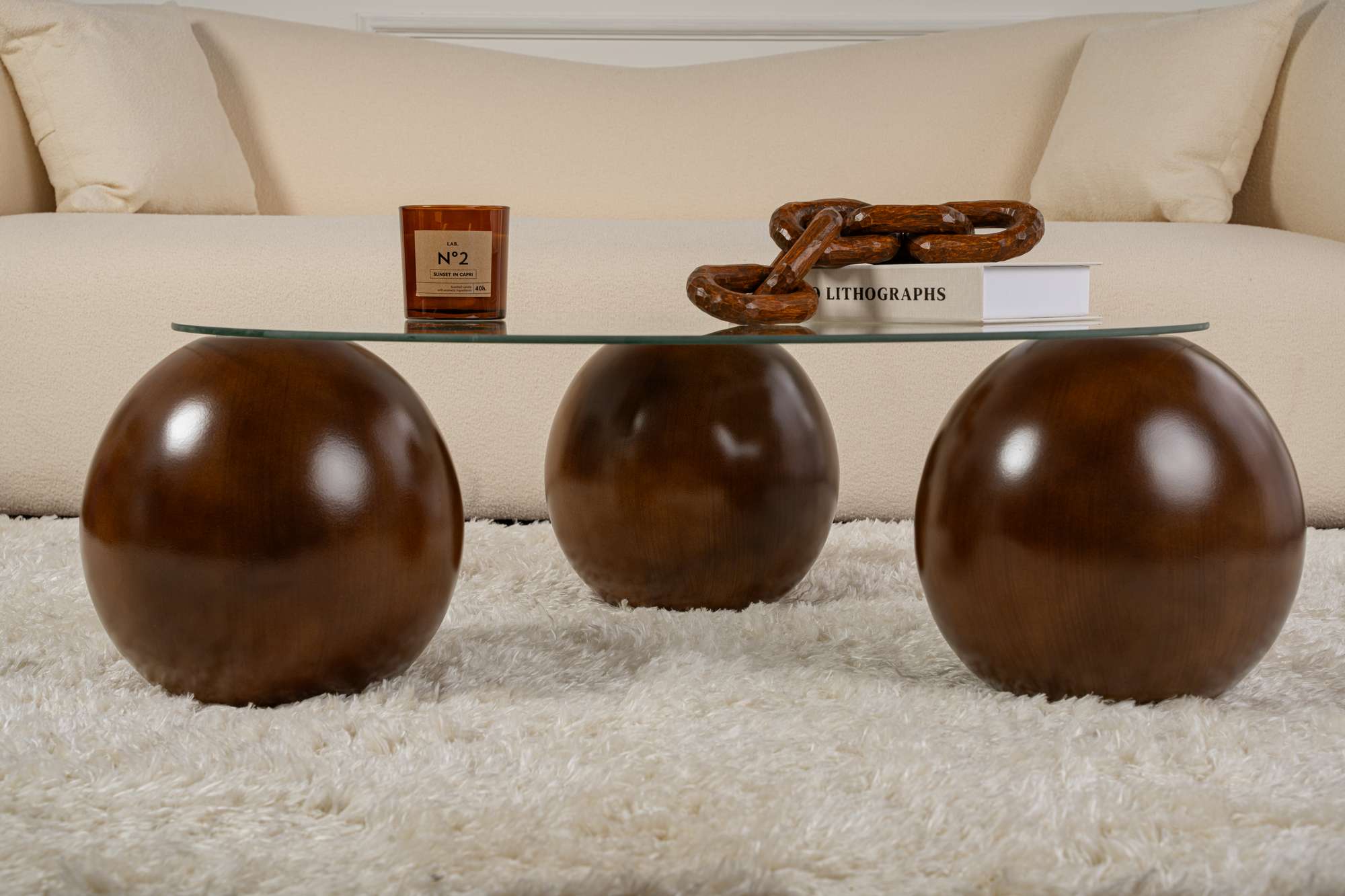 Table basse Morento - avec plateau en verre trempé rond