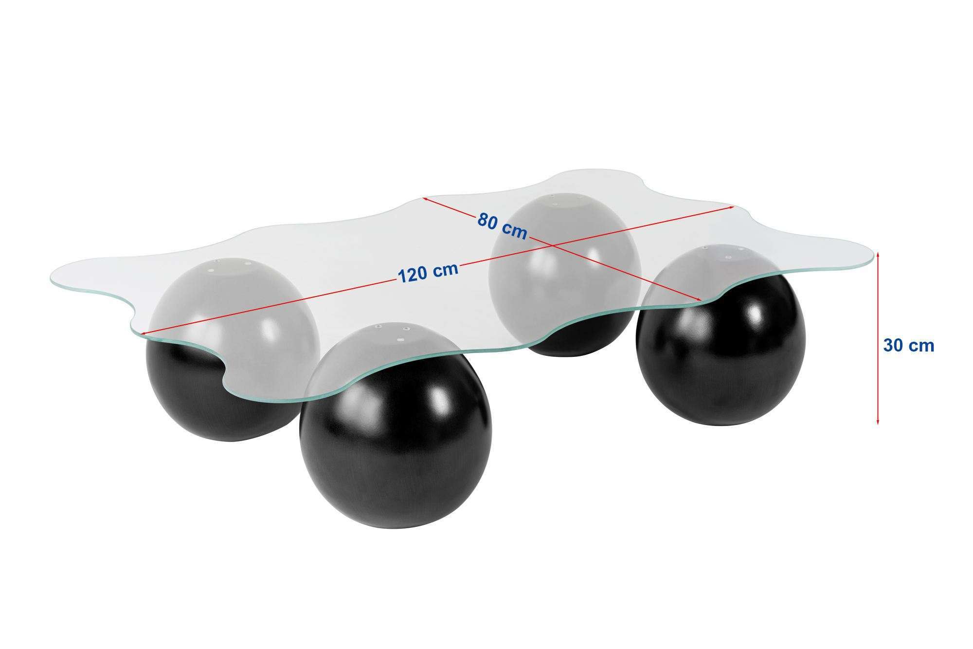 Table basse Trevano - plateau en verre trempé avec silhouette ondulée