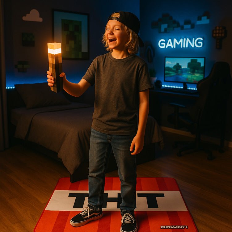 Torche LED Minecraft avec support mural – Rechargeable & design pixel original