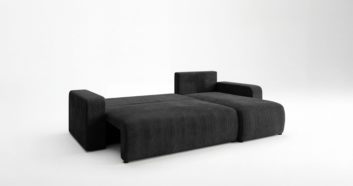 Canapé design Calva avec fonction couchage et pliage en Côtelé