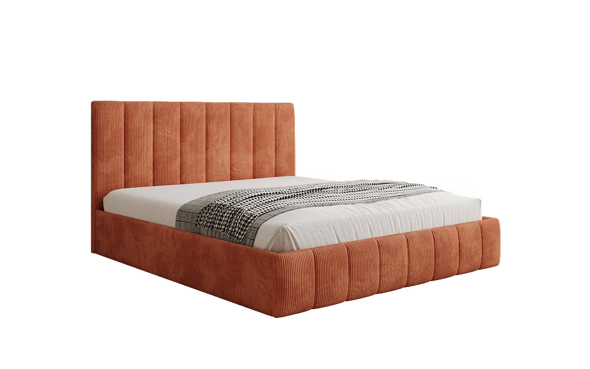 Lit rembourré design Mila en Côtelé avec espace de rangement