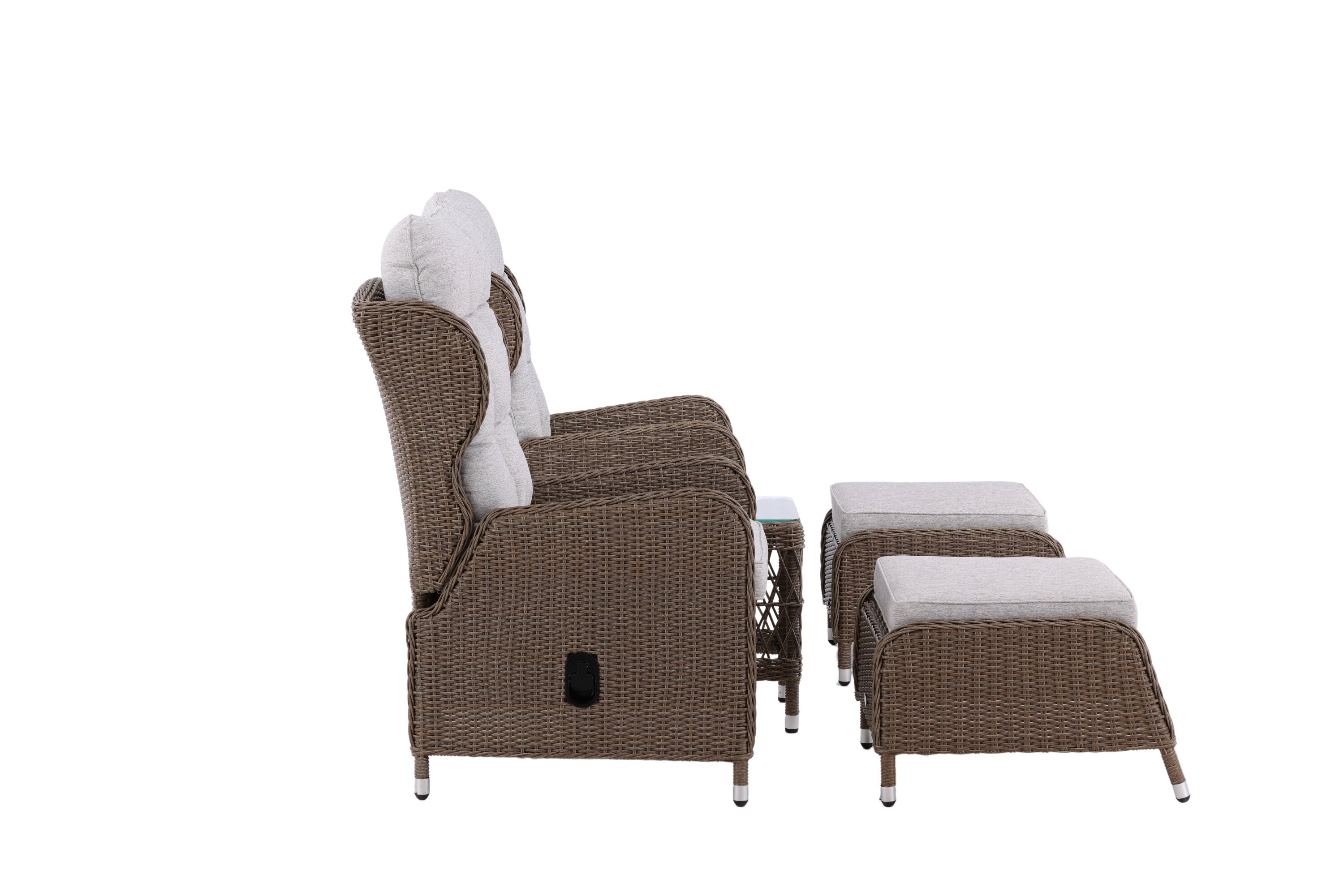 Garten Loungeset Lenox - in Natur mit verstellbarer Rückenlehne