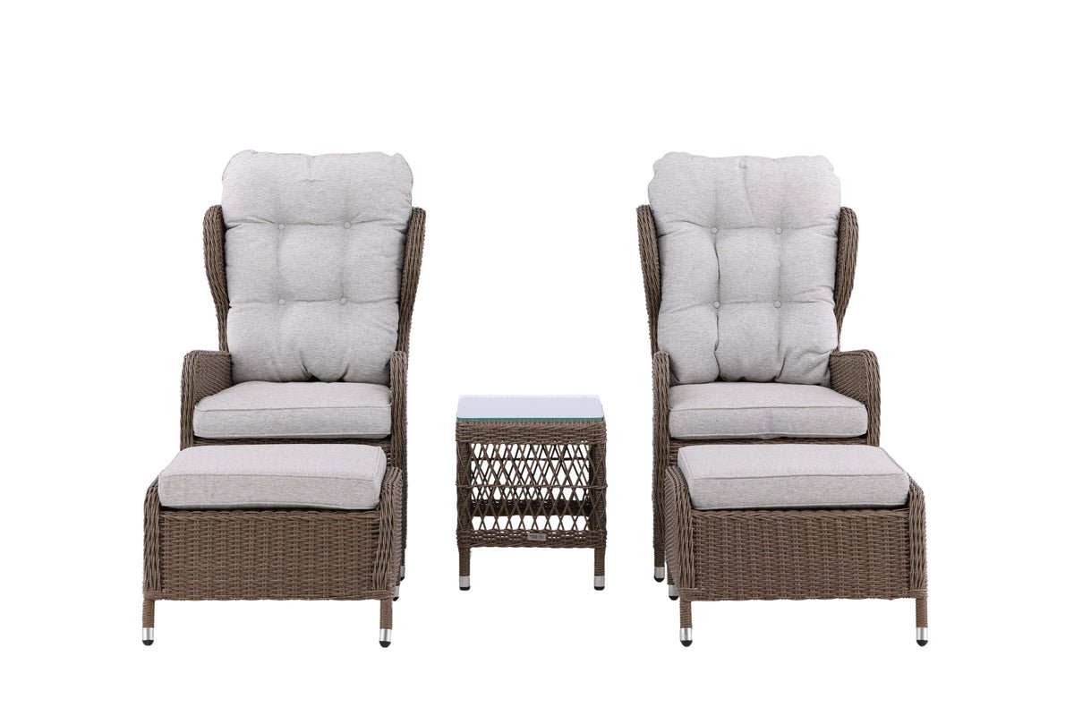 Garten Loungeset Lenox - in Natur mit verstellbarer Rückenlehne