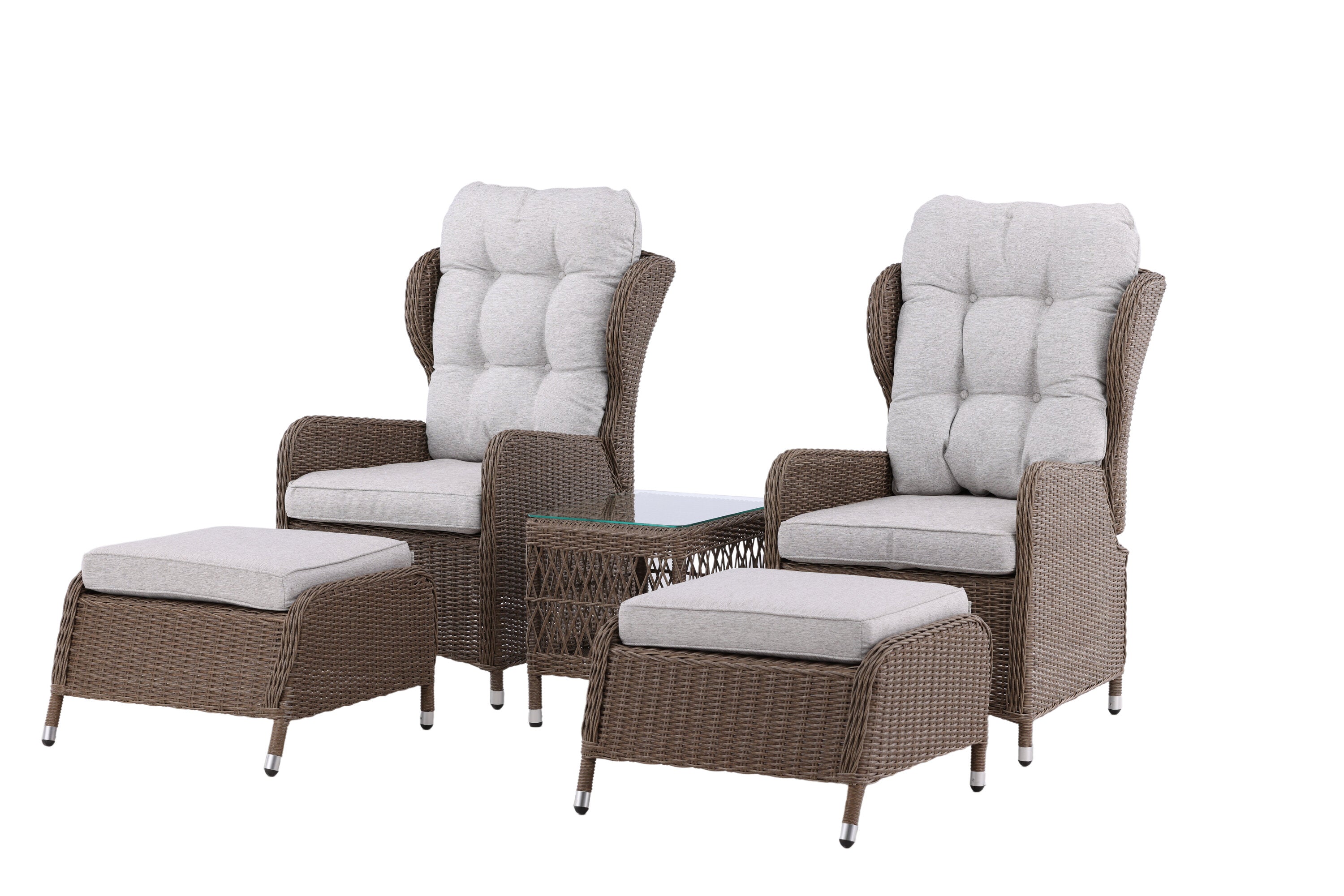 Garten Loungeset Lenox - in Natur mit verstellbarer Rückenlehne