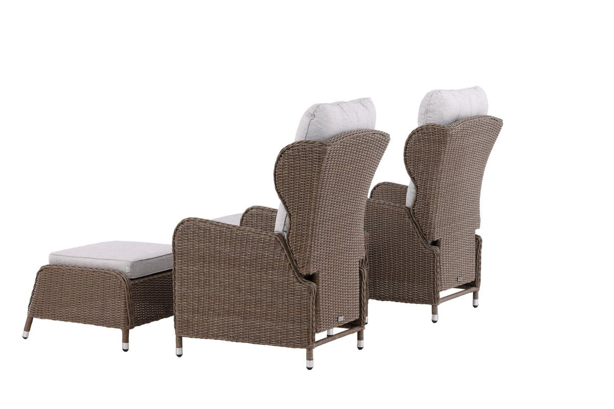 Garten Loungeset Lenox - in Natur mit verstellbarer Rückenlehne